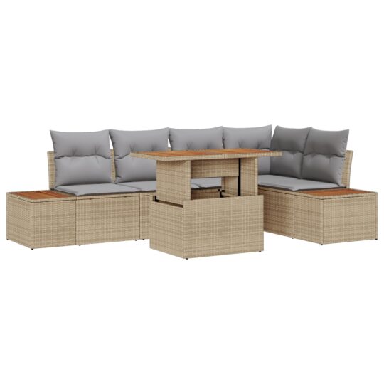 Alternative view of Set de canapele pentru grădină 6 pcs Bej Rattan poli