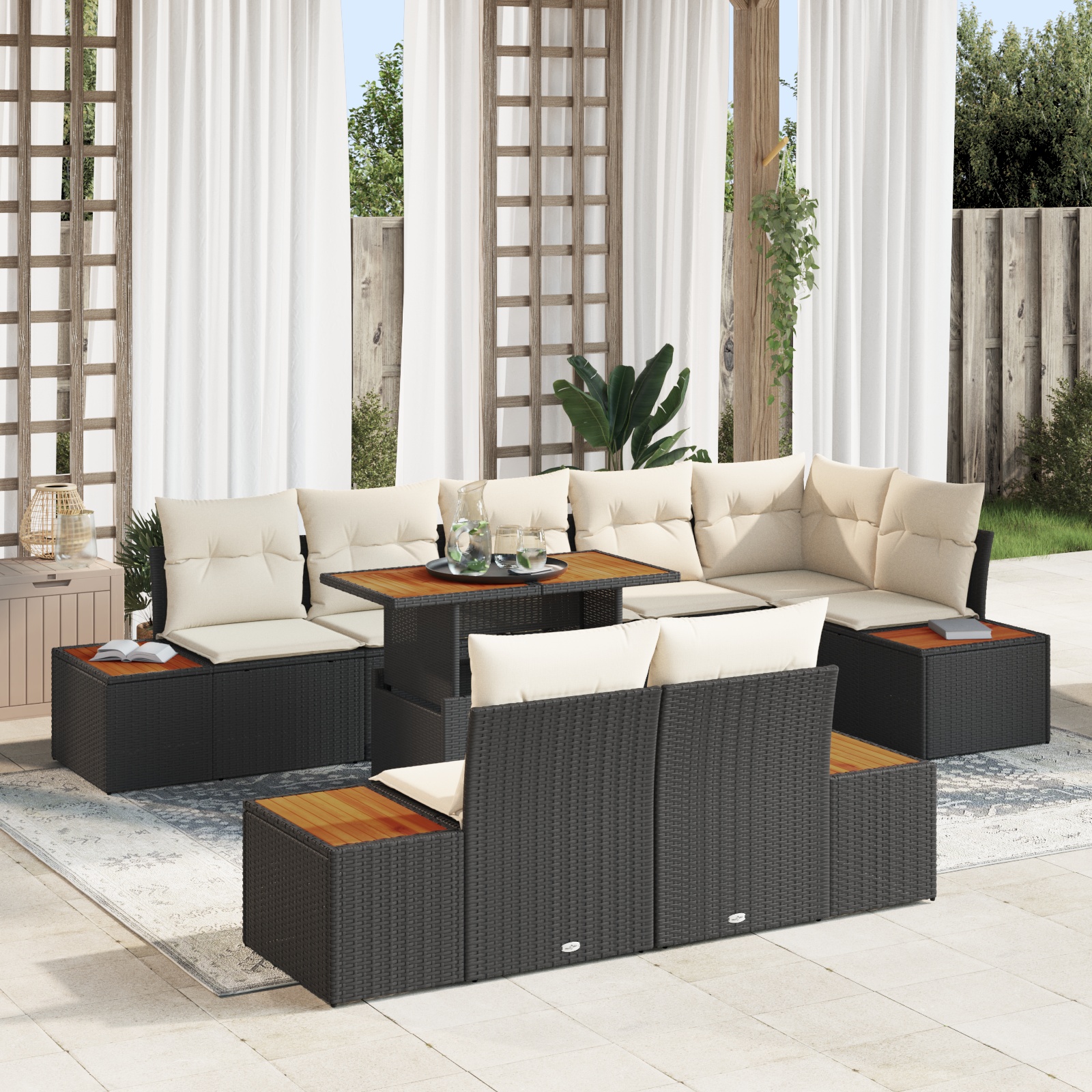 3358816 1 Set de canapele pentru grădină 9 pcs Negru Rattan poli Set de canapele pentru grădină 9 pcs Negru Rattan poli