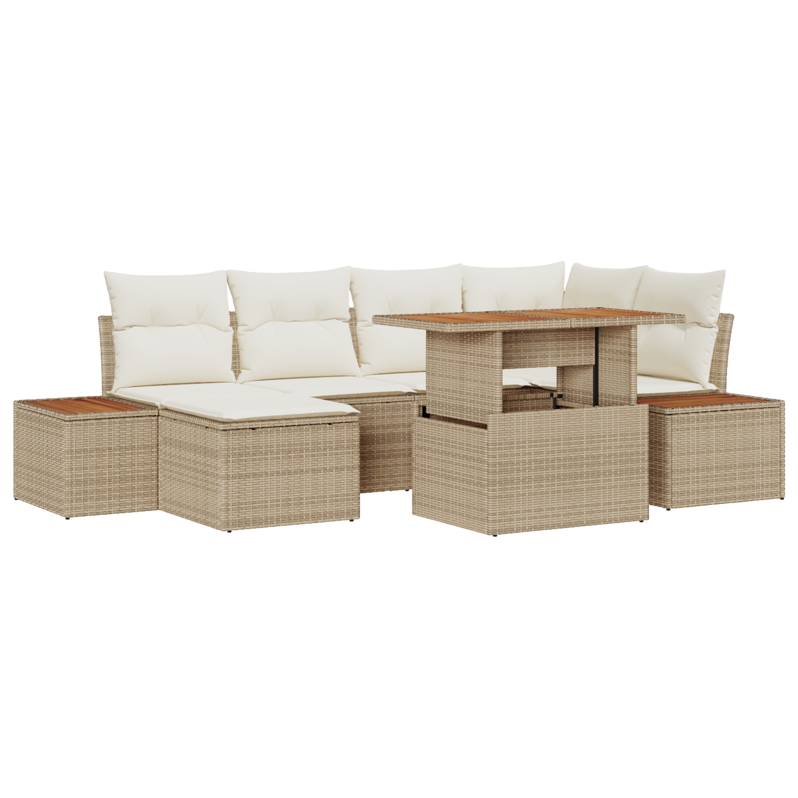 3358825 2 Set de canapele pentru grădină 7 pcs Bej Rattan poli Set de canapele pentru grădină 7 pcs Bej Rattan poli - imagine 2