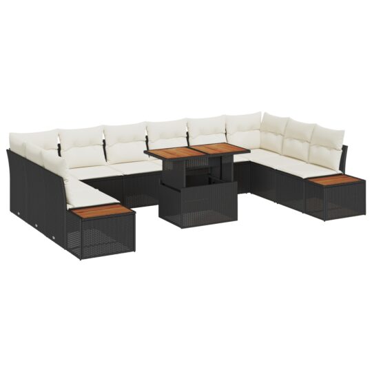 3358841 2 Set de canapele pentru grădină 11 pcs Negru Rattan poli 3358841 2