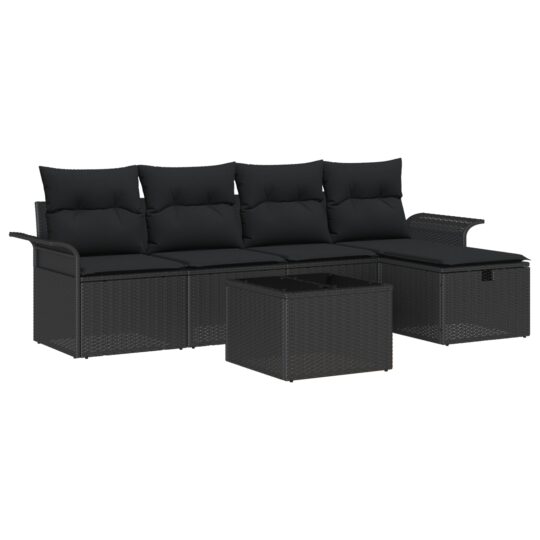 3358872 2 Set de canapele pentru grădină 6 pcs Negru 251 x 117 x 85 cm 3358872 2
