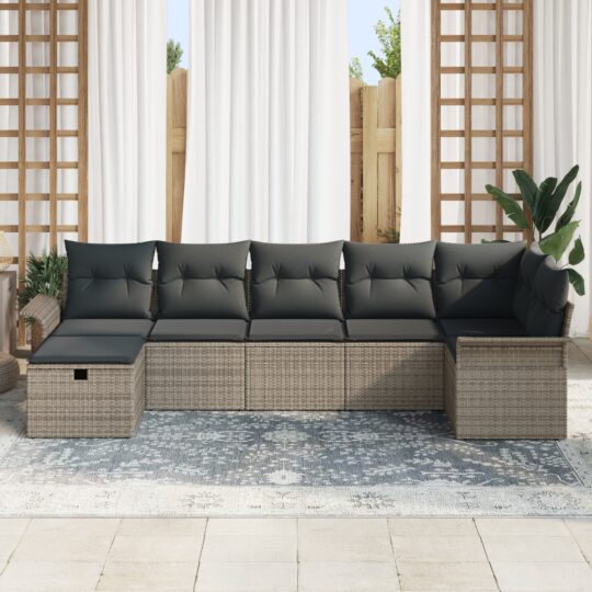 3358898 3 Set de canapele pentru grădină 7 pcs Gri 297.5 x 132.5 x 85 cm 3358898 3