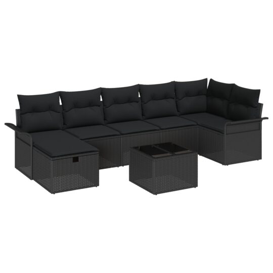 3358912 2 Set de canapele pentru grădină cu pernă 8 pcs Negru 3358912 2