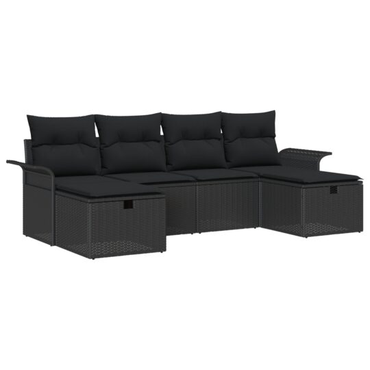 3358922 2 Set de canapele pentru grădină 6 pcs Negru 251 x 117 x 85 cm 3358922 2