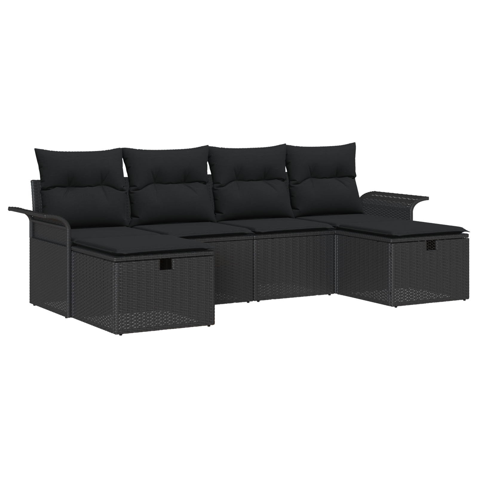 3358922 2 Set de canapele pentru grădină 6 pcs Negru 251 x 117 x 85 cm Set de canapele pentru grădină 6 pcs Negru 251 x 117 x 85 cm - imagine 2