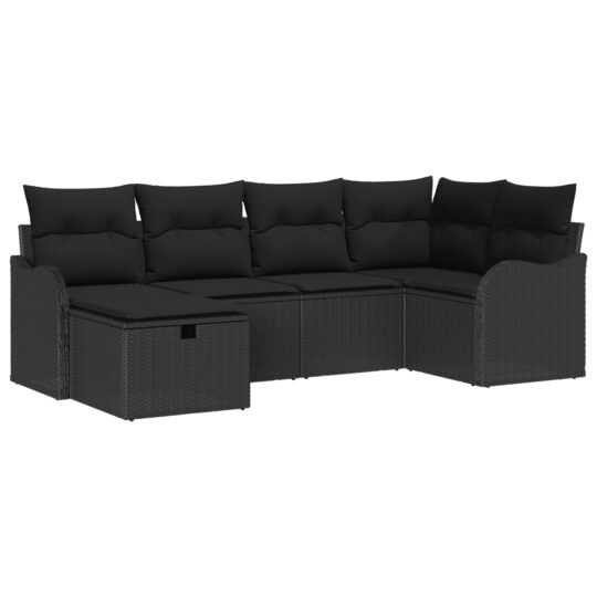 3358982 2 Set de canapele pentru grădină cu pernă 6 pcs Negru 3358982 2