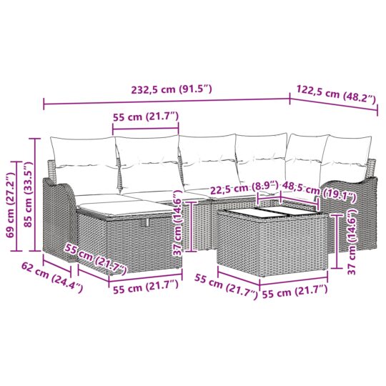 3358992 11 Set de canapele pentru grădină cu pernă 7 pcs Negru 3358992 11
