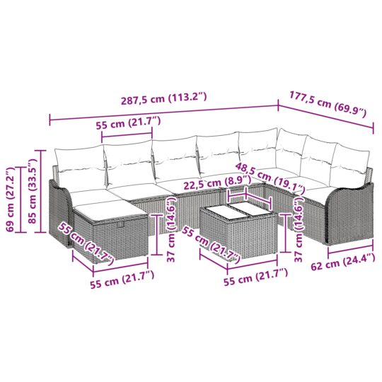 3359039 11 Set de canapele pentru grădină 9 pcs bej și gri deschis 3359039 11