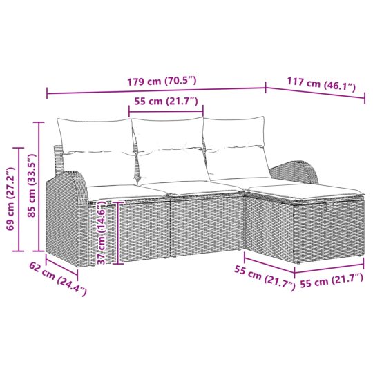 3359051 9 Set de canapele pentru grădină cu pernă 4 pcs Gri deschis 3359051 9