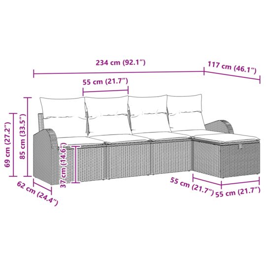 3359057 9 Set de canapele pentru grădină cu pernă 5 pcs maro și crem 3359057 9