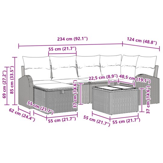 3359086 11 Set de canapele pentru grădină cu pernă 7 pcs negru și crem 3359086 11