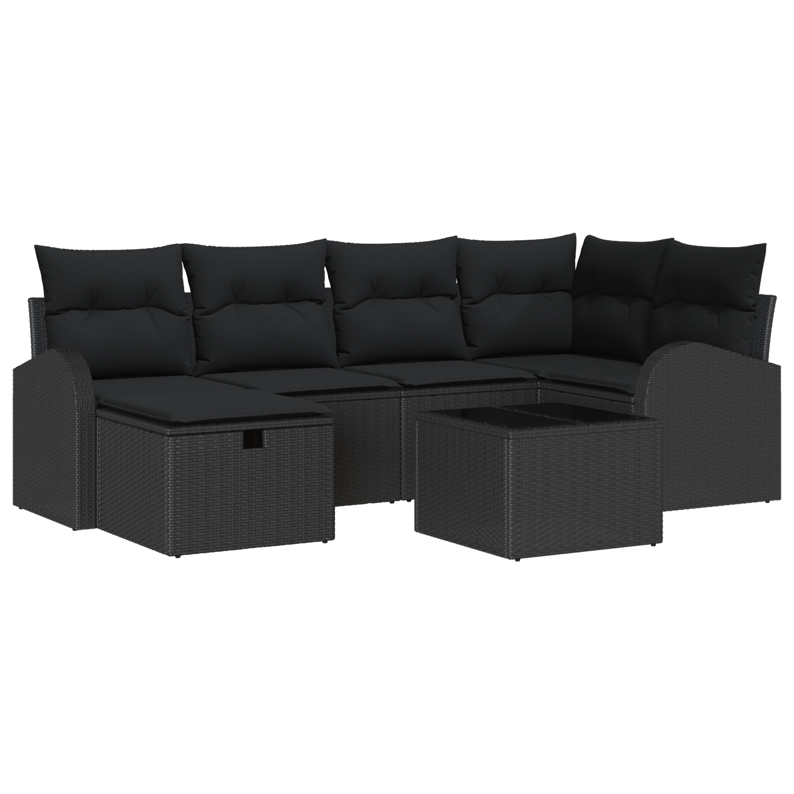 3359092 2 Set de canapele pentru grădină 7 pcs Negru 234 x 124 x 85 cm Set de canapele pentru grădină 7 pcs Negru 234 x 124 x 85 cm - imagine 2