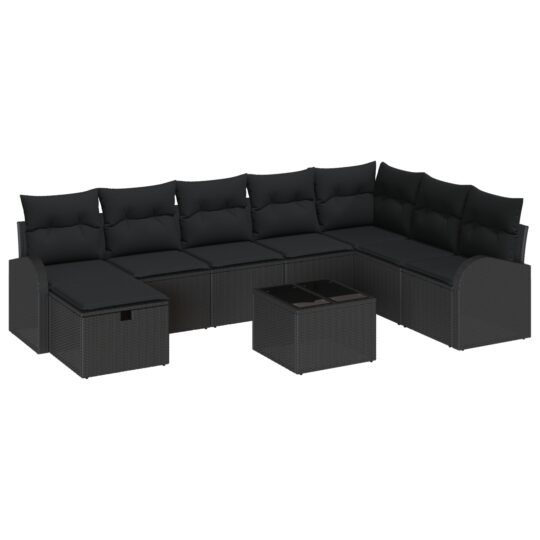 3359142 2 Set de canapele pentru grădină 9 pcs Negru 289 x 179 x 85 cm 3359142 2