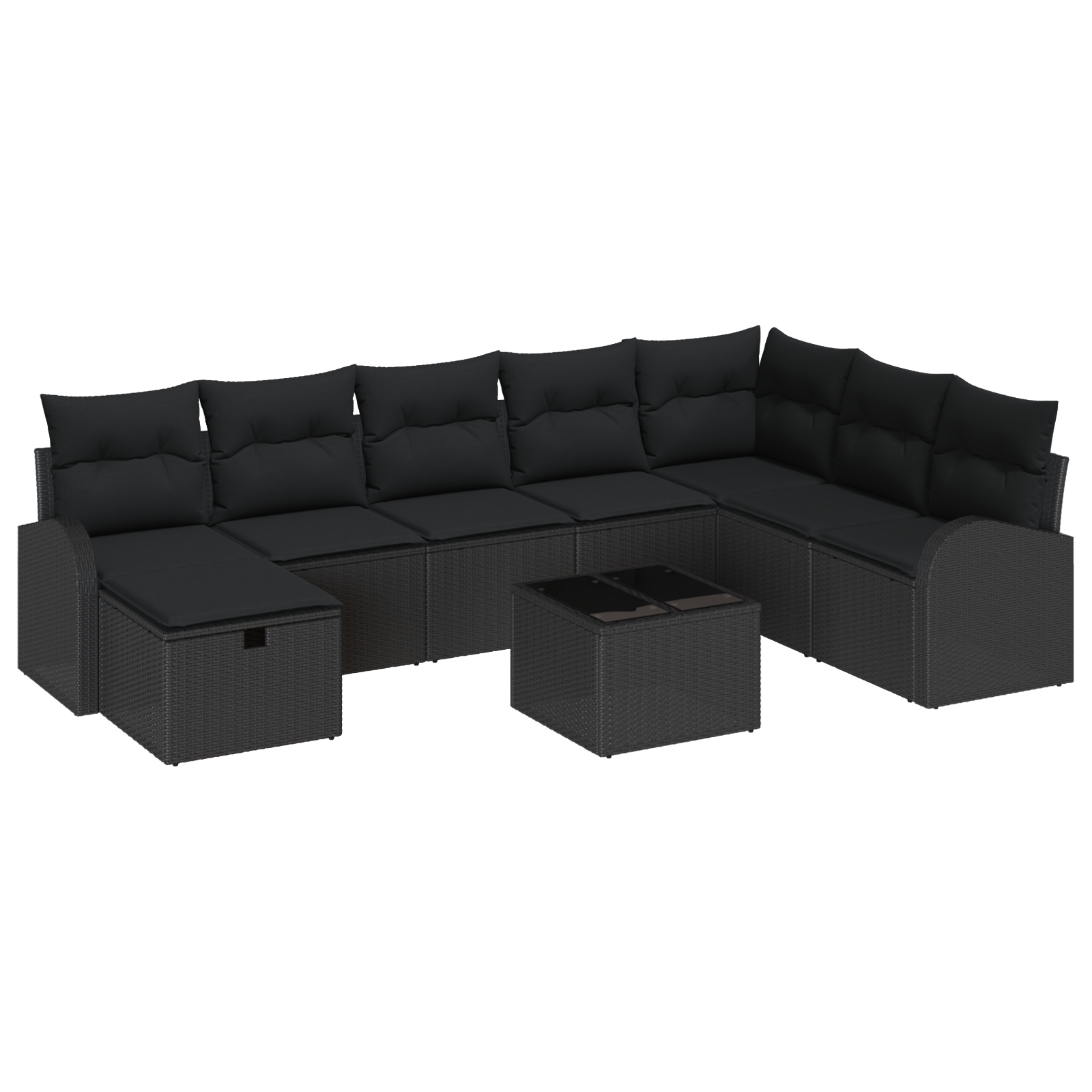 3359142 2 Set de canapele pentru grădină 9 pcs Negru 289 x 179 x 85 cm Set de canapele pentru grădină 9 pcs Negru 289 x 179 x 85 cm - imagine 2