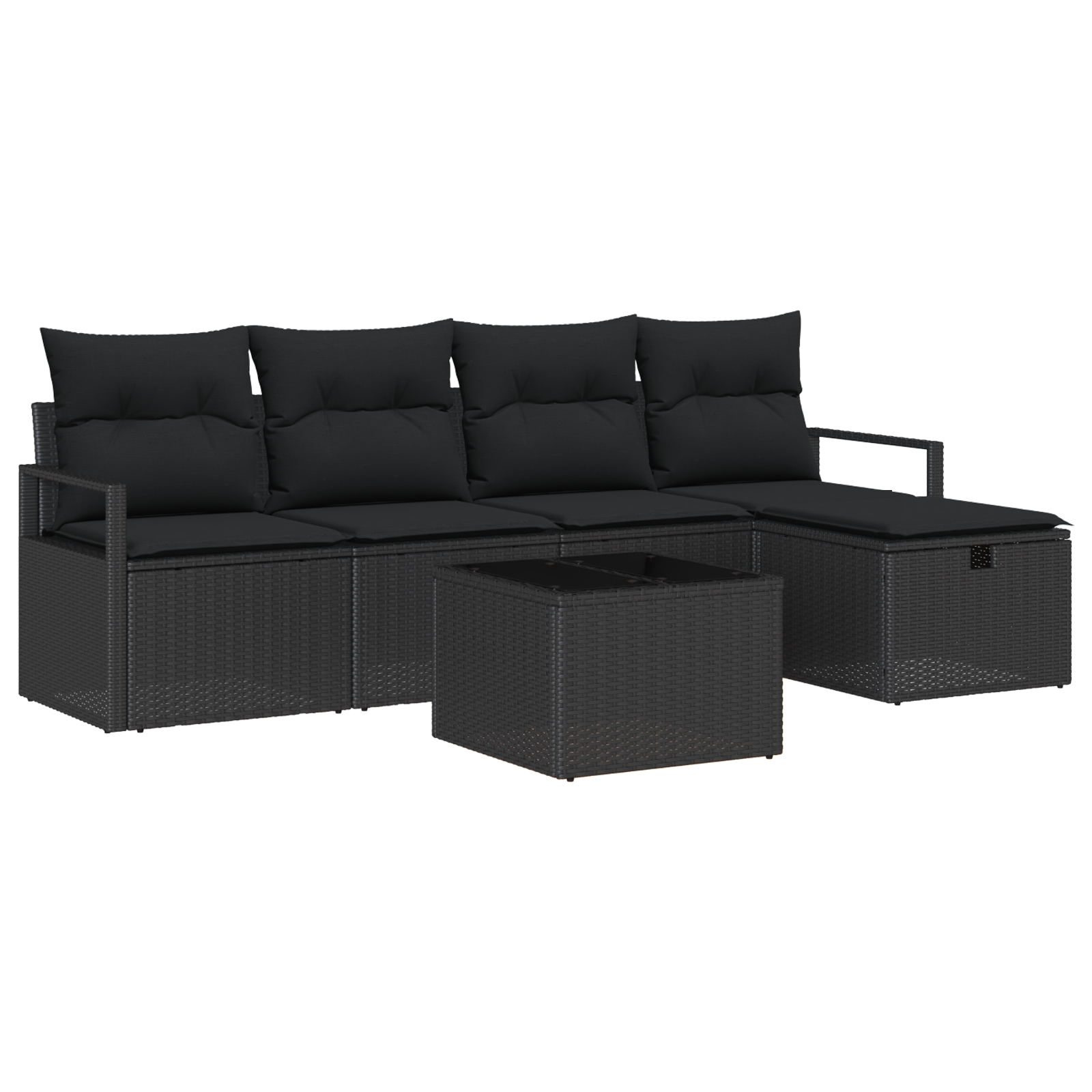 3359172 2 Set de canapele pentru grădină 6 pcs Negru 230 x 117 x 85 cm Set de canapele pentru grădină 6 pcs Negru 230 x 117 x 85 cm - imagine 2