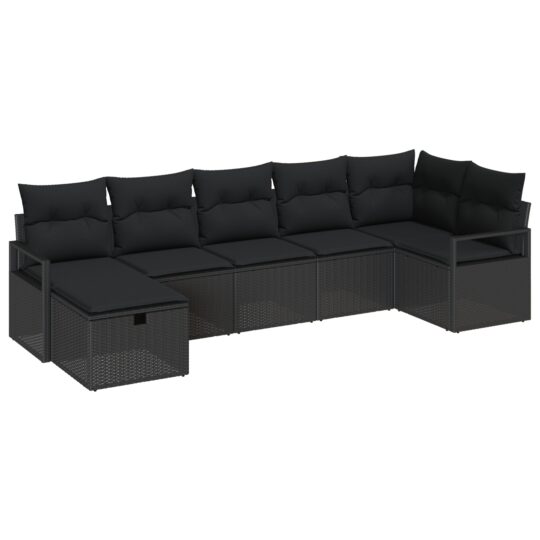 3359202 2 Set de canapele pentru grădină 7 pcs Negru 287 x 122 x 85 cm 3359202 2