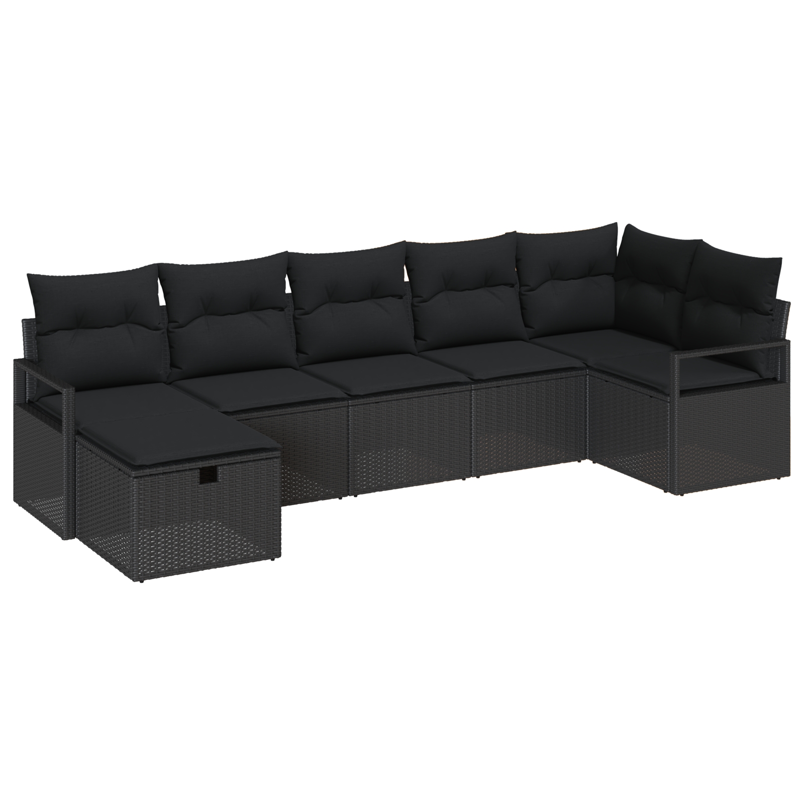 3359202 2 Set de canapele pentru grădină 7 pcs Negru 287 x 122 x 85 cm Set de canapele pentru grădină 7 pcs Negru 287 x 122 x 85 cm - imagine 2