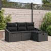 3359252 1 Set de canapele pentru grădină cu pernă 4 pcs Negru Rattan poli 3359252 1
