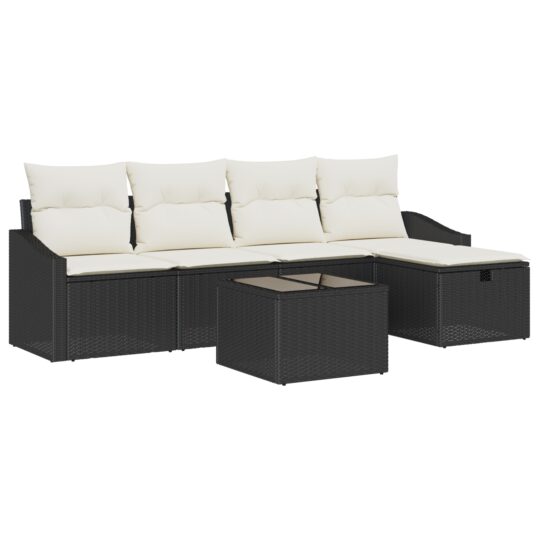 Alternative view of Set de canapele pentru grădină cu pernă 6 pcs Negru Rattan poli