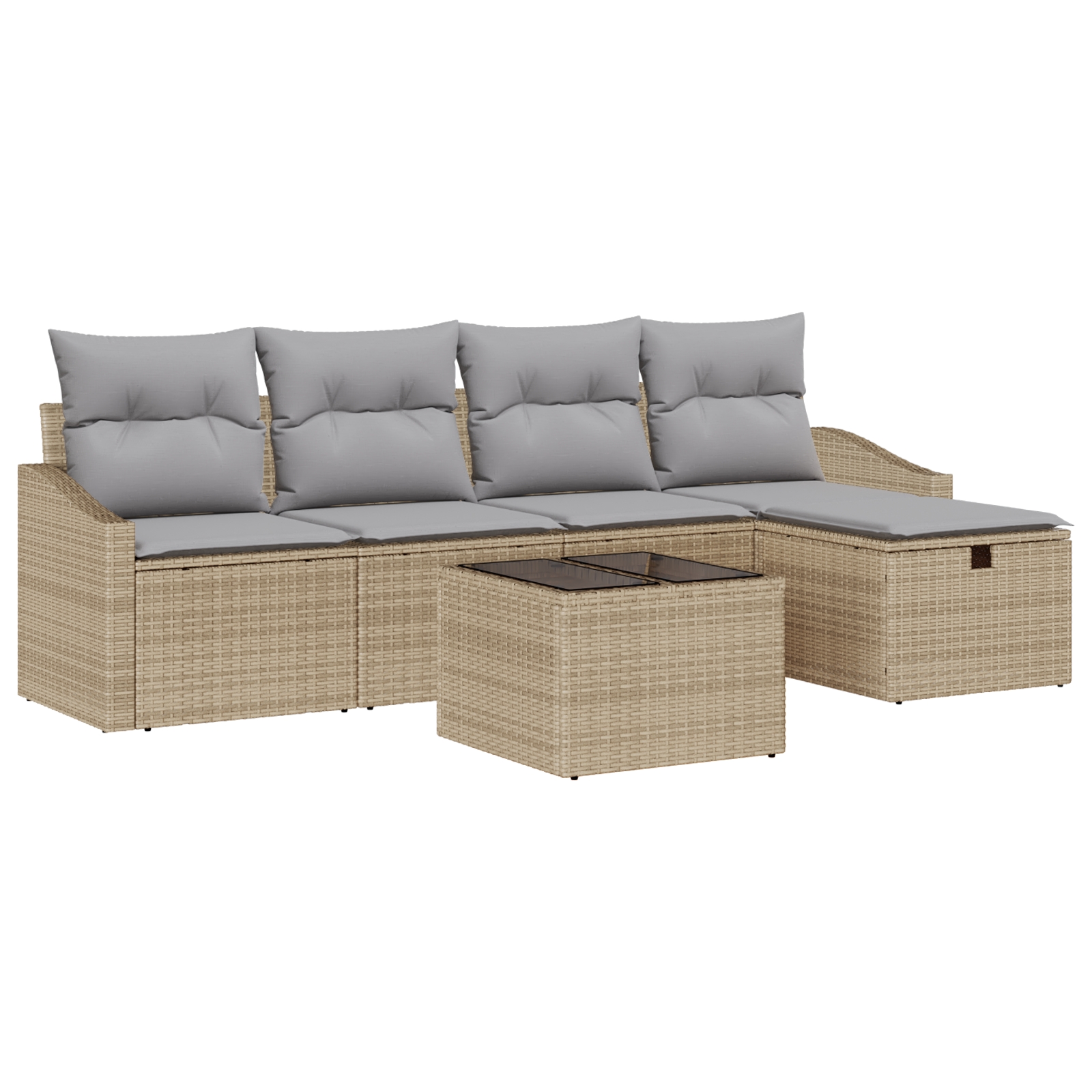 3359269 2 Set de canapele pentru grădină cu pernă 6 pcs Bej Rattan poli Set de canapele pentru grădină cu pernă 6 pcs Bej Rattan poli - imagine 2