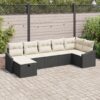 3359296 1 Set de canapele pentru grădină cu pernă 7 pcs Negru Rattan poli 3359296 1
