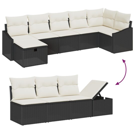 3359296 11 Set de canapele pentru grădină cu pernă 7 pcs Negru Rattan poli 3359296 11