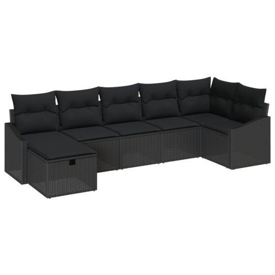 3359302 2 Set de canapele pentru grădină cu pernă 7 pcs Negru Rattan poli 3359302 2