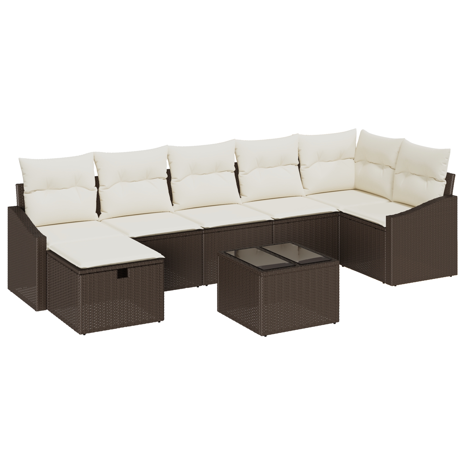 3359307 2 Set de canapele pentru grădină cu pernă 8 pcs Maro Rattan poli Set de canapele pentru grădină cu pernă 8 pcs Maro Rattan poli - imagine 2