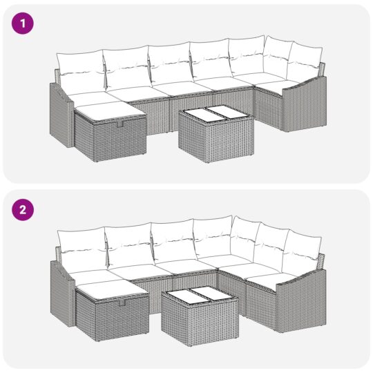 3359308 12 Set de canapele pentru grădină cu pernă 8 pcs Gri Rattan poli 3359308 12