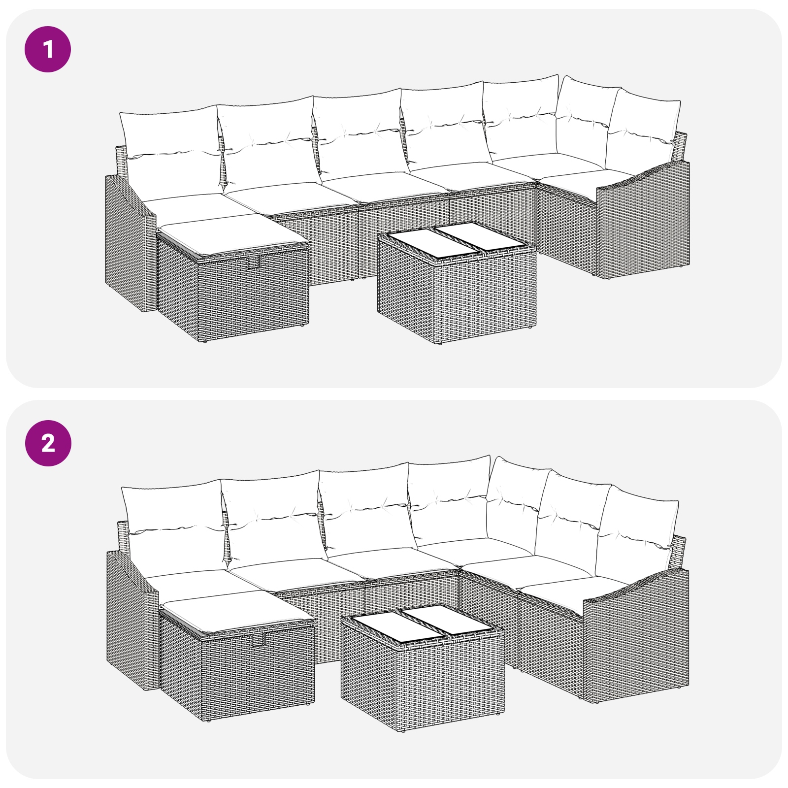 3359309 12 Set de canapele pentru grădină cu pernă 8 pcs Bej Rattan poli Set de canapele pentru grădină cu pernă 8 pcs Bej Rattan poli - imagine 12