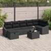 3359312 1 Set de canapele pentru grădină cu pernă 8 pcs Negru Rattan poli 3359312 1