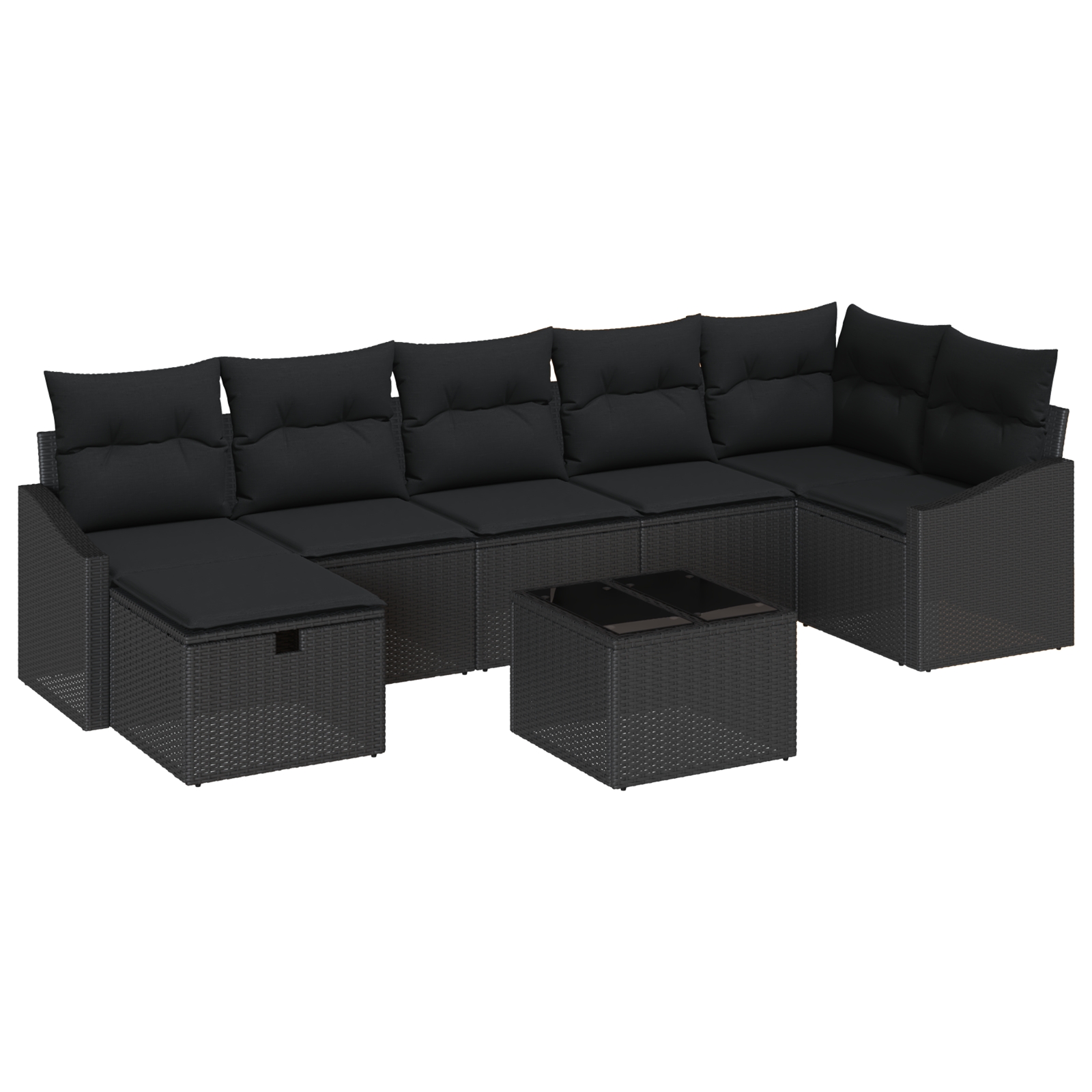3359312 2 Set de canapele pentru grădină cu pernă 8 pcs Negru Rattan poli Set de canapele pentru grădină cu pernă 8 pcs Negru Rattan poli - imagine 2