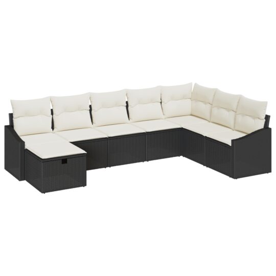 Alternative view of Set de canapele pentru grădină cu pernă 8 pcs Negru Rattan poli