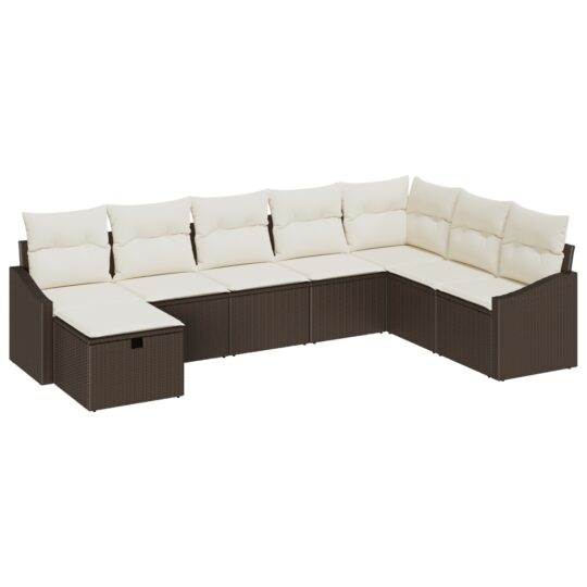Alternative view of Set de canapele pentru grădină cu pernă 8 pcs Maro Rattan poli