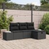 3359352 1 Set de canapele pentru grădină cu pernă 4 pcs Negru Rattan poli 3359352 1