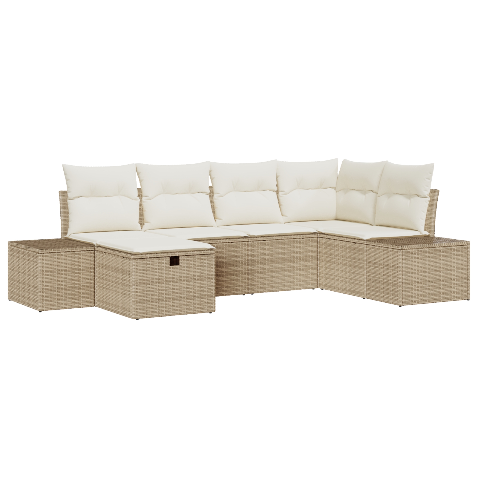 3359380 2 Set de canapele pentru grădină cu pernă 6 pcs Bej Rattan poli Set de canapele pentru grădină cu pernă 6 pcs Bej Rattan poli - imagine 2