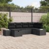 3359382 1 Set de canapele pentru grădină cu pernă 6 pcs Negru Rattan poli 3359382 1