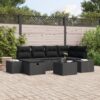 3359392 1 Set de canapele pentru grădină cu pernă 7 pcs Negru Rattan poli 3359392 1