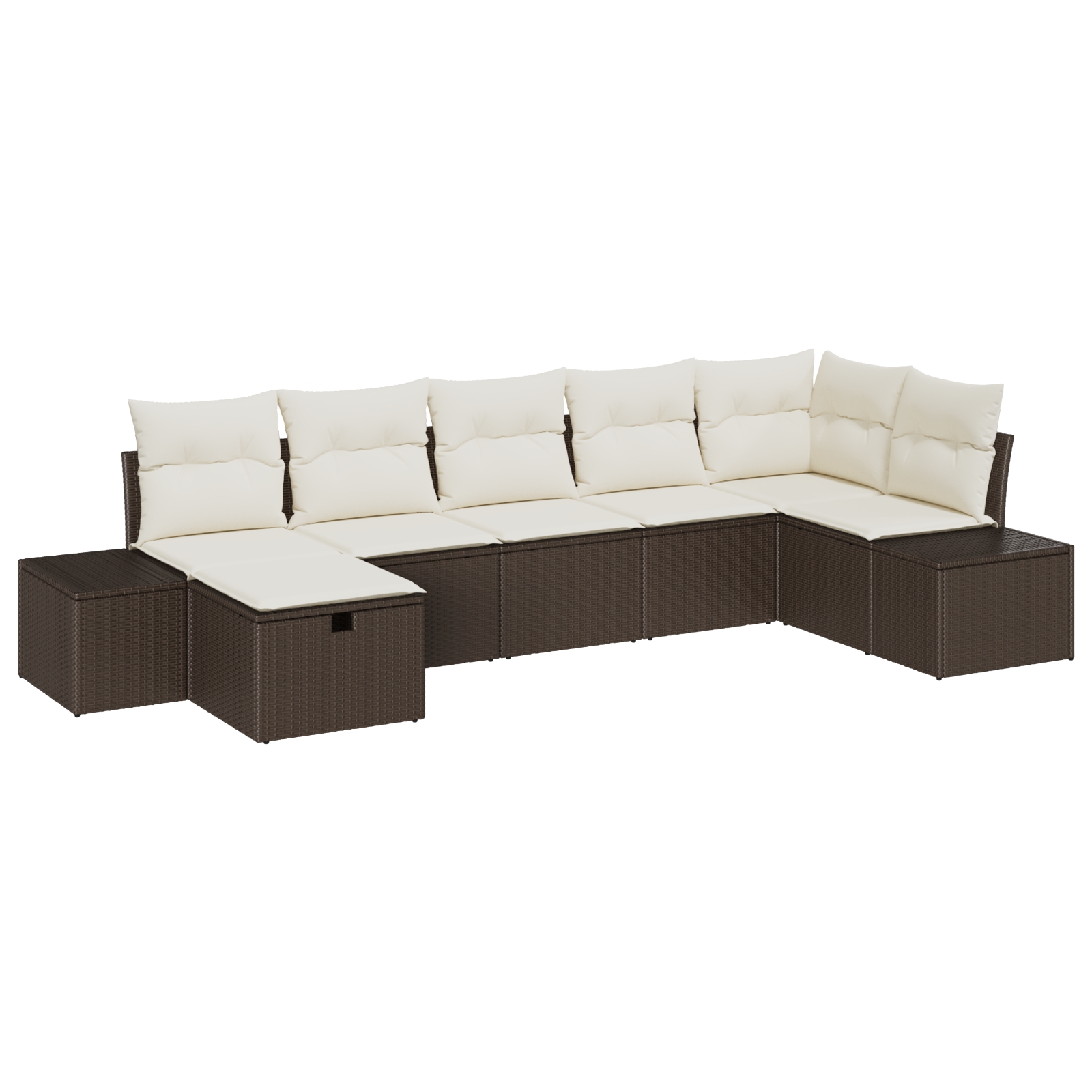 3359397 2 Set de canapele pentru grădină cu pernă 7 pcs Maro Rattan poli Set de canapele pentru grădină cu pernă 7 pcs Maro Rattan poli - imagine 2