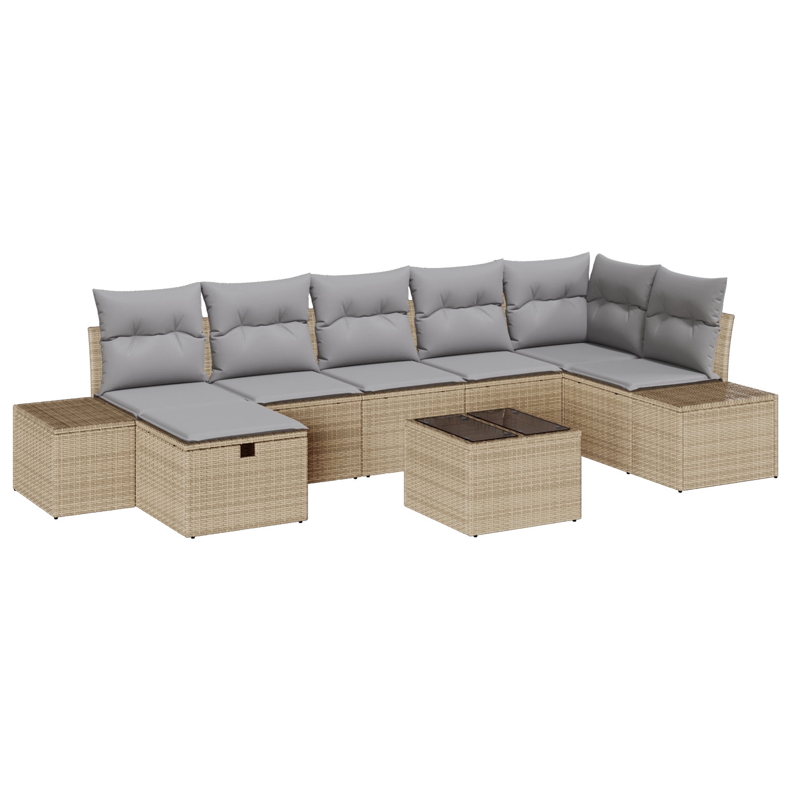 3359409 2 Set de canapele pentru grădină cu pernă 8 pcs Bej Rattan poli Set de canapele pentru grădină cu pernă 8 pcs Bej Rattan poli - imagine 2