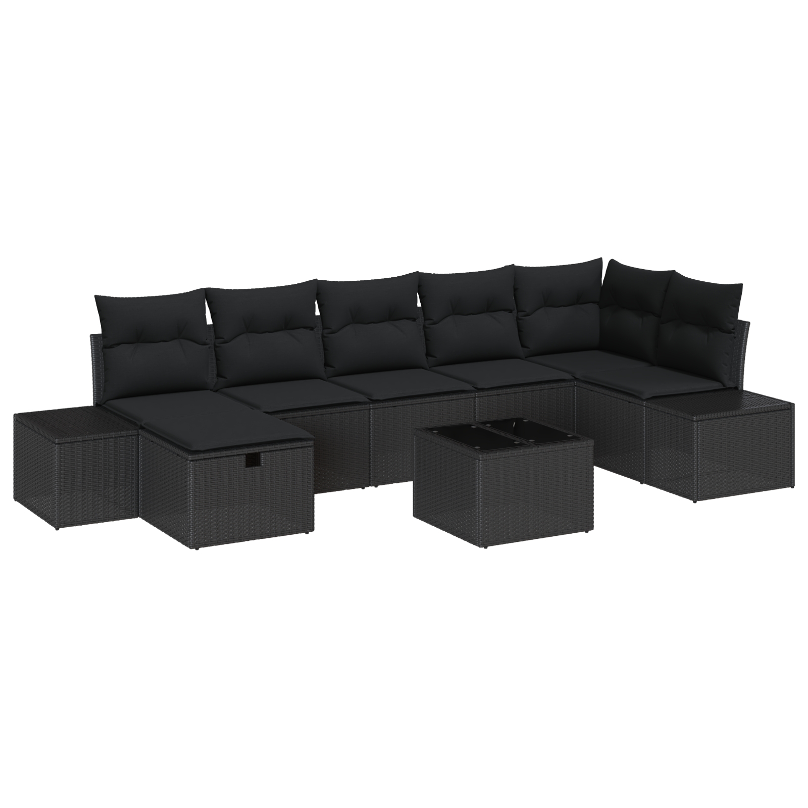 3359412 2 Set de canapele pentru grădină cu pernă 8 pcs Negru Rattan poli Set de canapele pentru grădină cu pernă 8 pcs Negru Rattan poli - imagine 2