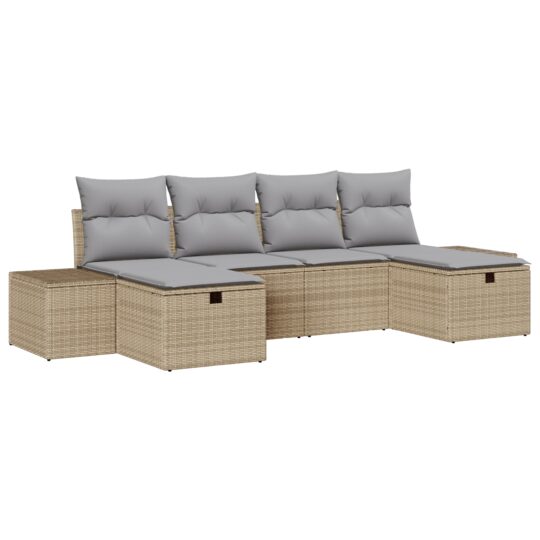 3359419 2 Set de canapele pentru grădină cu pernă 6 pcs Bej Rattan poli 3359419 2