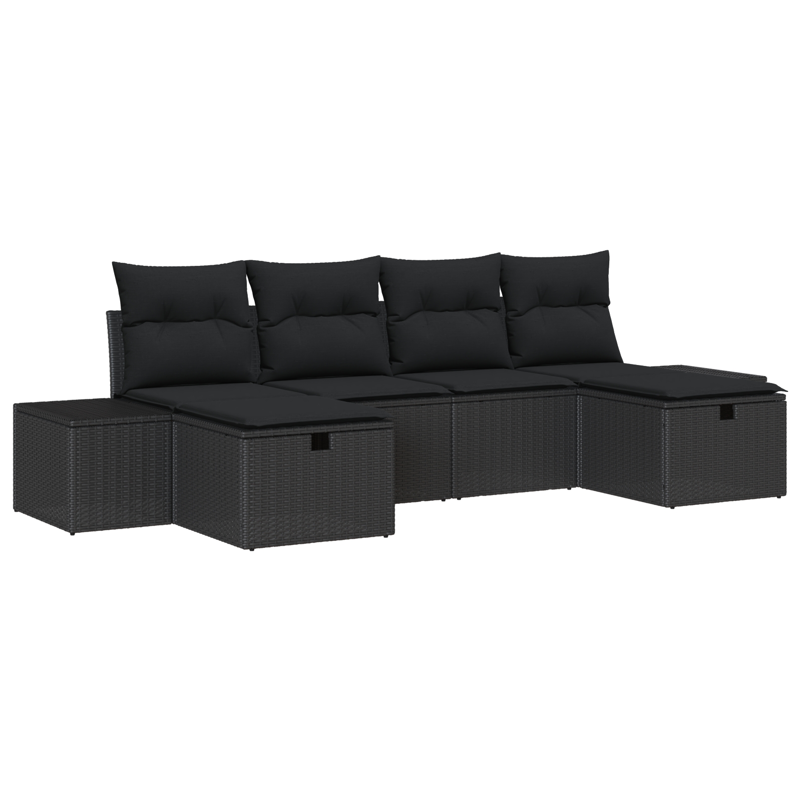 3359422 2 Set de canapele pentru grădină cu pernă 6 pcs Negru Rattan poli Set de canapele pentru grădină cu pernă 6 pcs Negru Rattan poli - imagine 2