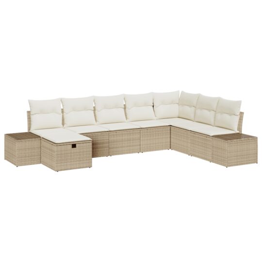 3359430 2 Set de canapele pentru grădină cu pernă 8 pcs Bej Rattan poli 3359430 2