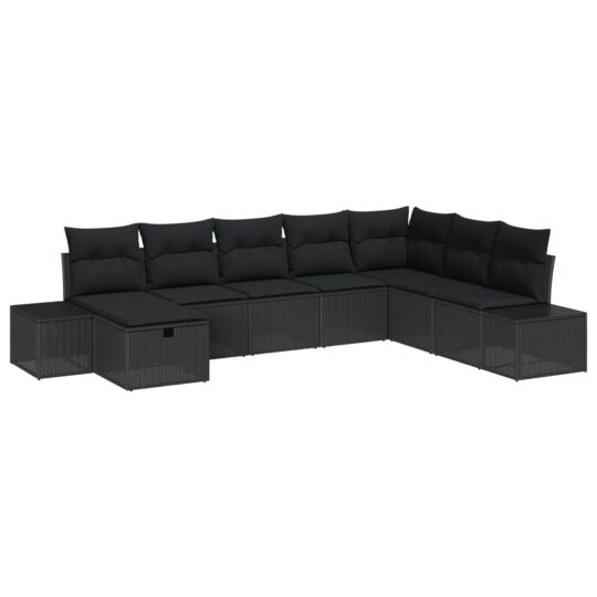 3359432 2 Set de canapele pentru grădină cu pernă 8 pcs Negru Rattan poli 3359432 2