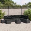 3359442 1 Set de canapele pentru grădină cu pernă 9 pcs Negru Rattan poli 3359442 1