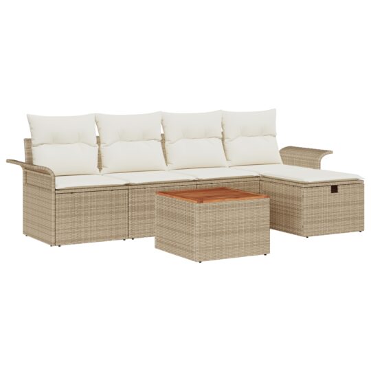 Alternative view of Set de canapele pentru grădină 6 pcs Bej Rattan poli