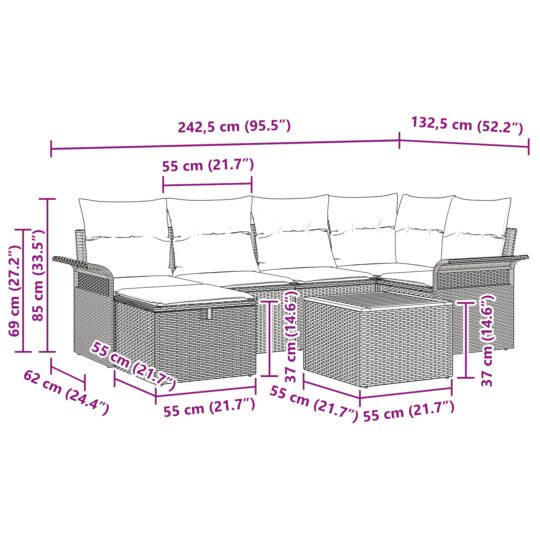 3359453 11 Set de canapele pentru grădină cu pernă 7 pcs Negru Rattan poli 3359453 11
