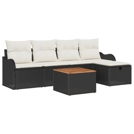 3359474 2 Set de canapele pentru grădină cu pernă 6 pcs Negru Rattan poli 3359474 2