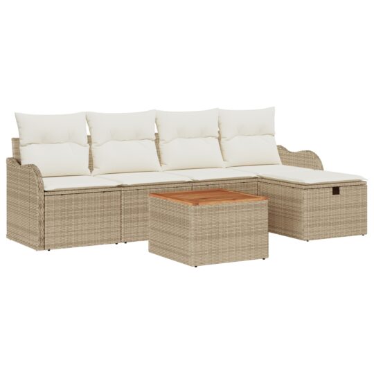 3359477 2 Set de canapele pentru grădină cu pernă 6 pcs Bej Rattan poli 3359477 2